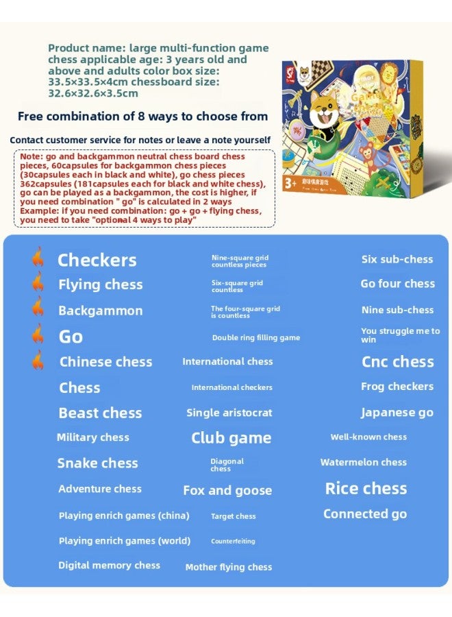 لعبة شطرنج متعددة الاستخدامات (داما، شطرنج طائر، طاولة زهر، شطرنج) للأطفال والطلاب، ألعاب خشب